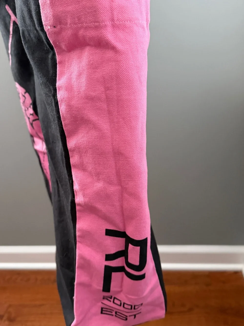 Polo Ralph Lauren Black and Pink Polo Player Canvas Tote Bag